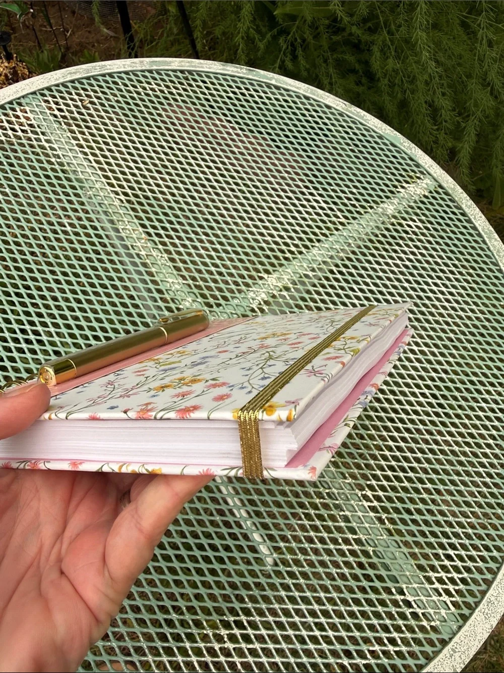 Bloom With Grace Floral Spiral Notebook in White with Gold Accents